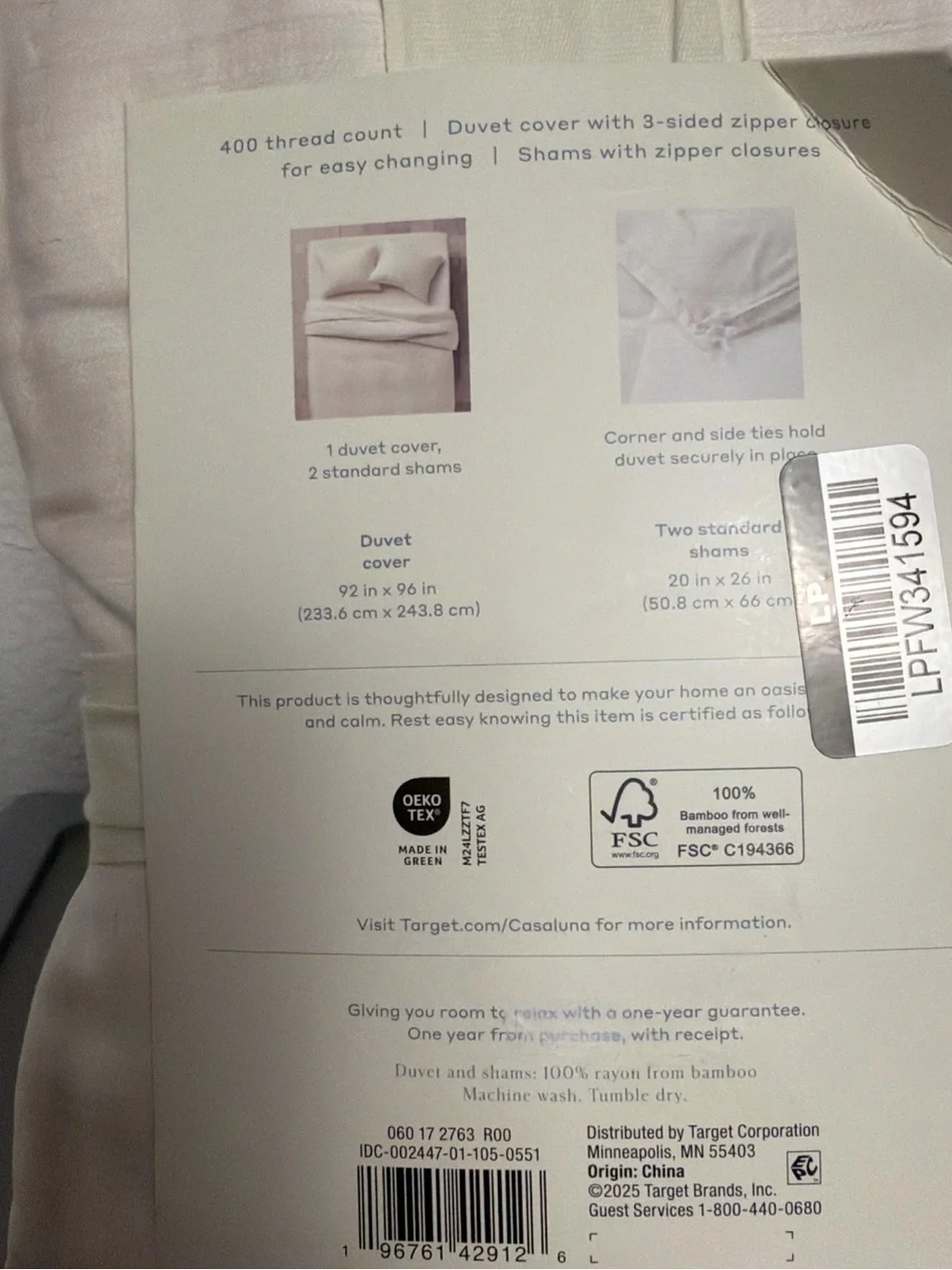 Full/Queen Rayon from Bamboo Duvet Set Natural - Casaluna new